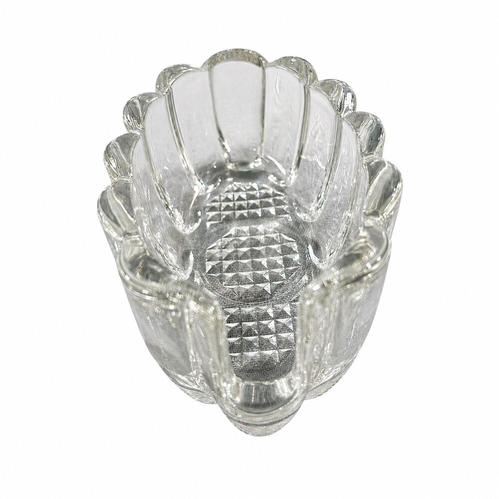 Vintage Clear Pressed Glass Oval Toothpick Holder Trinket Dish Vanity Decor